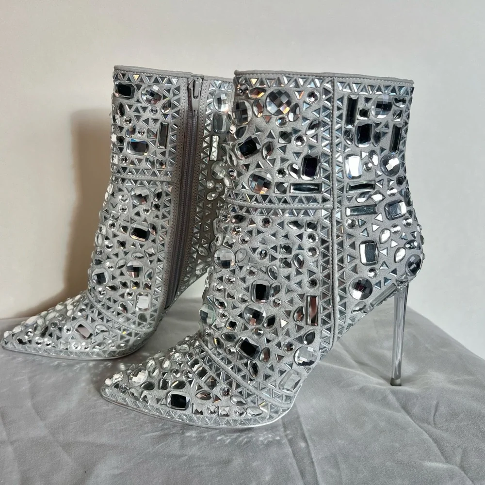 NWOT Steve Madden Crystalle Rhinestones Stilhetto Booties - Picture 12 of 12